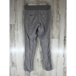 Athleta Gray Jogger Pants Womens Size 0 Drawstring Zipper Pockets 100% Linen